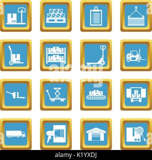 Logistic icons azure Stock Vector