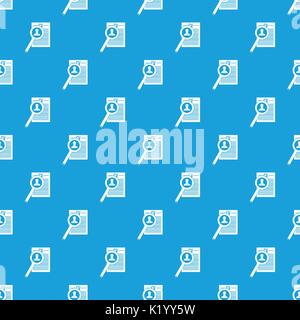 Magnifying glass over curriculum vita pattern seamless blue Stock Vector