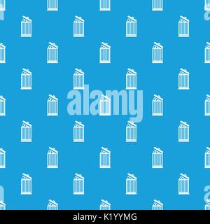 Resume thrown away in the trash can pattern seamless blue Stock Vector