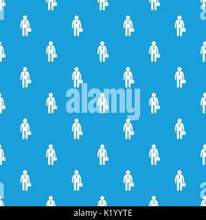 Businessman standing with his briefcase pattern seamless blue Stock Vector