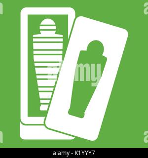 Mummy in sarcophagus icon green Stock Vector