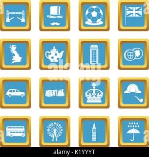 Great Britain icons azure Stock Vector