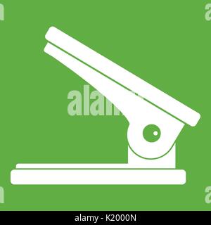 Office paper hole puncher icon green Stock Vector