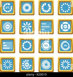 Loading bars and preloaders icons azure Stock Vector