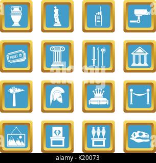 Museum icons azure Stock Vector