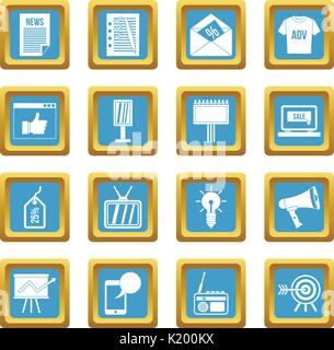 Advertisement icons azure Stock Vector