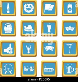 Oktoberfest icons azure Stock Vector