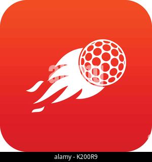Burning golf ball icon digital red Stock Vector
