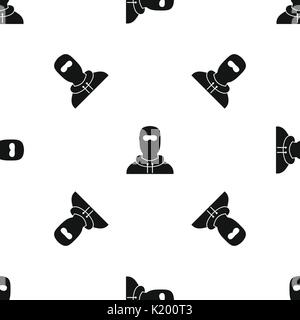 Man in balaclava pattern seamless black Stock Vector