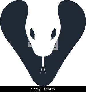 Cobra head with negative space on white background. Snake head design. Vector illustration. Stock Vector