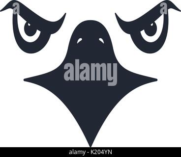 Sharp eyed furious eagle face on white background. Vector illustration. Stock Vector