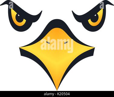Sharp eyed eagle face on white background. Vector illustration. Stock Vector