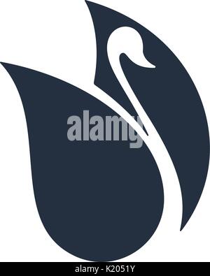 Swan logo design. Swan with negative space on white background. Vector illustration. Stock Vector