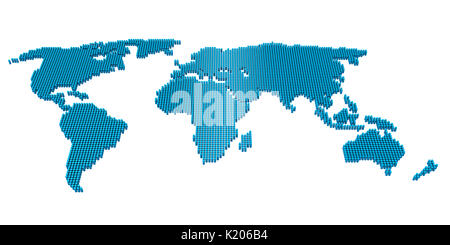 Dotted Pixel World Map Isolated Stock Photo
