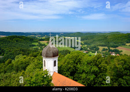 Castle chapel, view from Burg Falkenstein to the north, Bavarian Forest, Upper Palatinate, Bavaria, Germany Stock Photo