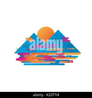 colorful landscape background, minimal style, isolated on white background Stock Vector