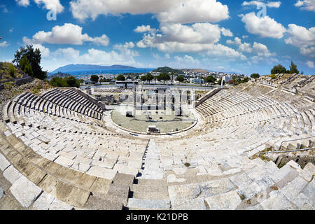 Ruins of Bodrum Antique Theatre , Halikarnassos ancient city in Turkey Stock Photo
