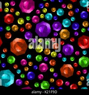 Colored Brilliant Cut Gems Seamless Pattern Stock Vector