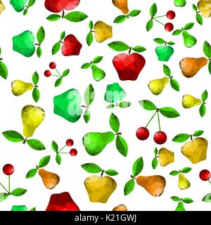 Polygonal Pear Apple Seamless Pattern Stock Vector