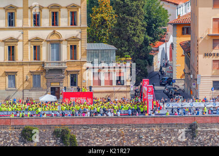 FLORENCE, ITALY - MAY 14, 2017 : Sporting event in Florence, Deejay Ten – Run like a deejay on May 14, an event organized by the company Radio Deejay. Stock Photo
