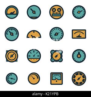 Vector flat meter icons set on white background Stock Vector