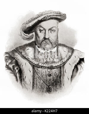Henry VIII, 1491 –  1547.  King of England.  From International Library of Famous Literature, published c.1900 Stock Photo