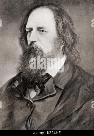 Alfred Tennyson, 1st Baron Tennyson, 1809 –  1892.  Poet Laureate of Great Britain and Ireland.  From International Library of Famous Literature, published c.1900 Stock Photo