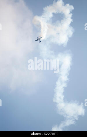 RADOM, POLAND - AUGUST 26, 2017 :Aerobatic extra 300 plane during  Air Show Radom 2017. Stock Photo