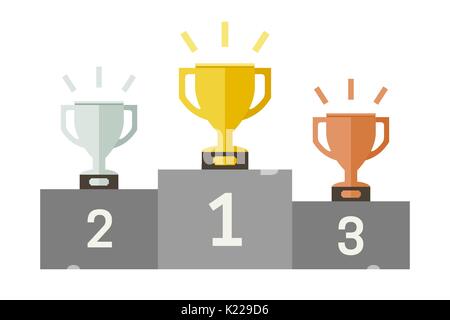 Championish cups flat icons Stock Vector