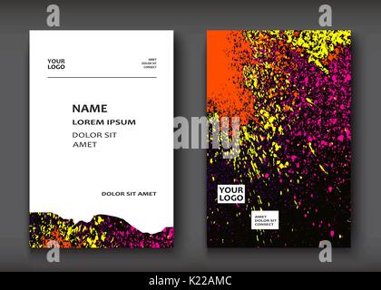 Neon Watercolor explosion shape artistic covers design set. Decorative texture paint fluid colors dark backgrounds. Trendy template vector illustratio Stock Vector