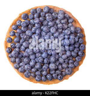 Blueberry tart isolated on white background, top view Stock Photo