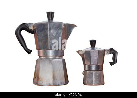 Old coffee maker (called moka or mocha) for italian coffee espresso  with open lid seen through a magnifying glass - Concept image Stock Photo -  Alamy