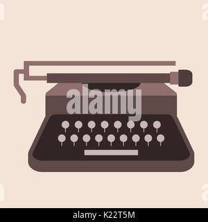 Elegant typewriter machine on the beige background. Retro style. Copywriting, creative writing, storytelling, nostalgia,concept.Typewriter icon.Vector Stock Vector