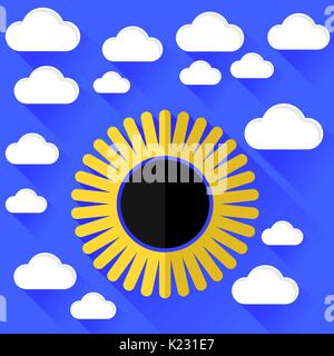 Solar Eclipse and Clouds Stock Vector