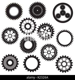 machine gear collection cogwheel set  Stock Vector