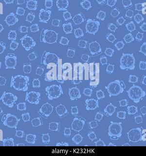 Silhouettes of Clock Icon Seamless Pattern Stock Vector