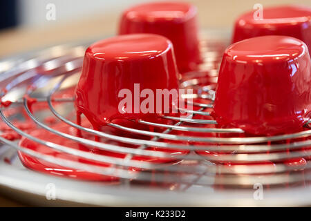 mirror glaze cakes at pastry shop Stock Photo