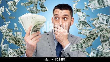 smiling businessman with american dollar money Stock Photo