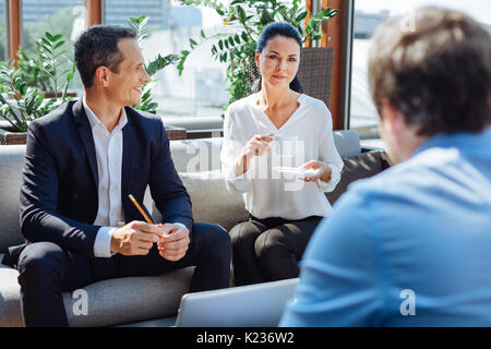 Nice beautiful woman having coffee Stock Photo
