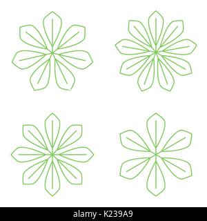 Set of simple round floral golden mandala on white background Stock Vector