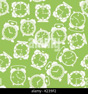 Silhouettes of Clock Icon Seamless Pattern Stock Vector
