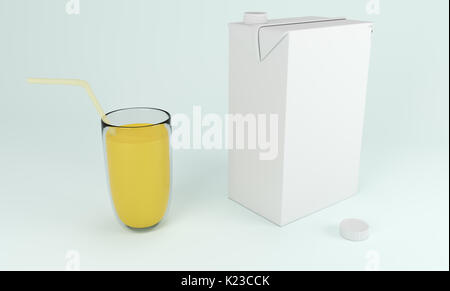 3D carton box with orange fruit. 3D rendering. Stock Photo