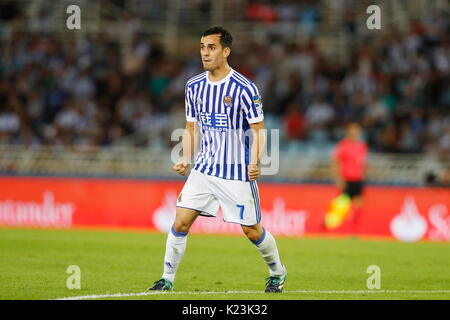 San Sebastian, Spain. 25th Aug, 2017. Juanmi (Sociedad) Football/Soccer : Spanish 'La Liga Santander' match between Real Sociedad 3-0 Villarreal CF at the Anoeta stadium in San Sebastian, Spain . Credit: Mutsu Kawamori/AFLO/Alamy Live News Stock Photo