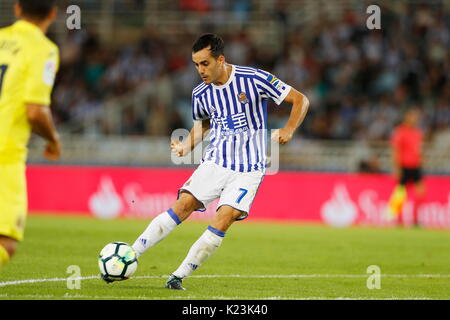 San Sebastian, Spain. 25th Aug, 2017. Juanmi (Sociedad) Football/Soccer : Spanish 'La Liga Santander' match between Real Sociedad 3-0 Villarreal CF at the Anoeta stadium in San Sebastian, Spain . Credit: Mutsu Kawamori/AFLO/Alamy Live News Stock Photo