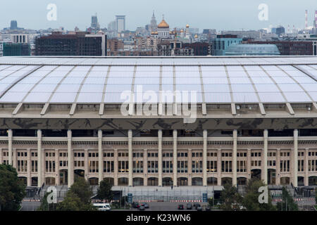 Moscow, Russia. 29th Aug, 2017. Picture of the Luzhniki Olympic Stadium taken in Moscow, Russia, 29 August 2017. The city is one of the locations for the Russia 2018 FIFA World Cup. Photo: Marius Becker/dpa/Alamy Live News Stock Photo