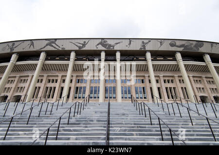 Moscow, Russia. 29th Aug, 2017. Picture of the Luzhniki Olympic Stadium taken in Moscow, Russia, 29 August 2017. The city is one of the locations for the Russia 2018 FIFA World Cup. Photo: Marius Becker/dpa/Alamy Live News Stock Photo