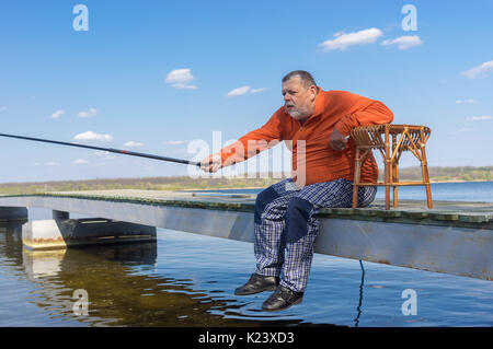 Fisherman Woman Standing On Old Pier Stock Photo 1140661619