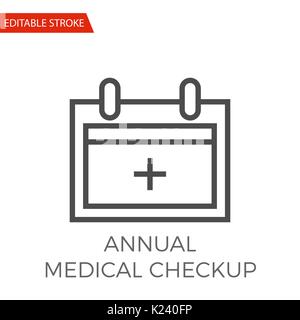 Annual Medical Checkup Thin Line Vector Icon. Flat Icon Isolated on the White Background. Editable Stroke EPS file. Vector illustration. Stock Vector