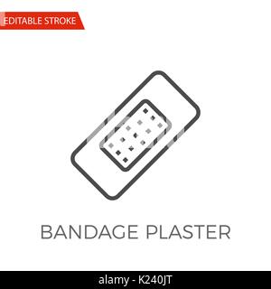 Bandage Plaster Thin Line Vector Icon. Flat Icon Isolated on the White Background. Editable Stroke EPS file. Vector illustration. Stock Vector