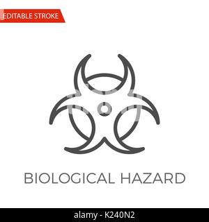 Biological Hazard Thin Line Vector Icon. Flat Icon Isolated on the White Background. Editable Stroke EPS file. Vector illustration. Stock Vector